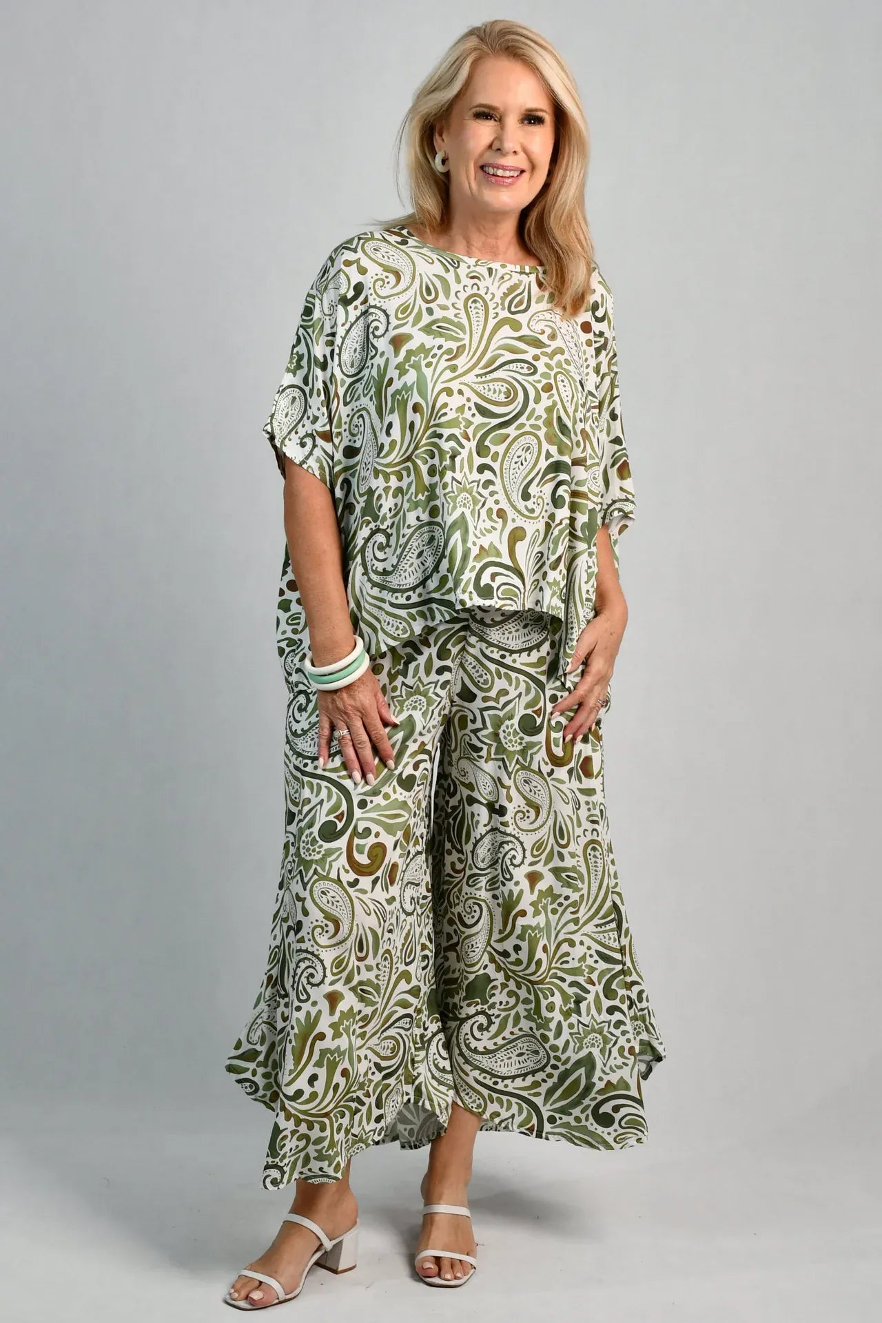 Bodacious Bodacious Sydney Wide Leg Pant - Paisley Green Bodacious Sydney Wide Leg Pant - Paisley Green Splash Swimwear Pants