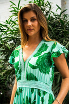 Boho Australia Boho Australia Emaan Dress - Green Floral Boho Australia Emaan Dress - Green Floral Splash Swimwear Dresses