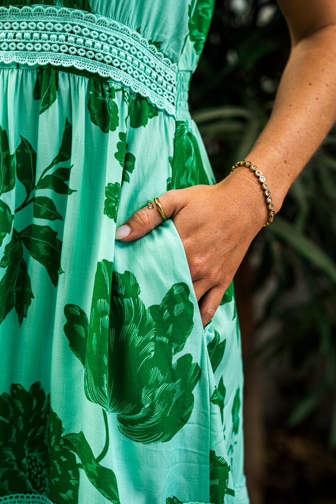 Boho Australia Boho Australia Emaan Dress - Green Floral Boho Australia Emaan Dress - Green Floral Splash Swimwear Dresses