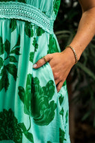 Boho Australia Boho Australia Emaan Dress - Green Floral Boho Australia Emaan Dress - Green Floral Splash Swimwear Dresses