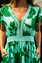 Boho Australia Boho Australia Emaan Dress - Green Floral Boho Australia Emaan Dress - Green Floral Splash Swimwear Dresses