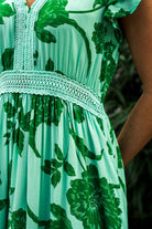 Boho Australia Boho Australia Emaan Midi Dress - Green Floral Boho Australia Emaan Midi Dress - Green Floral Splash Swimwear Dresses