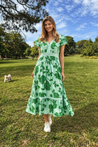 Boho Australia Boho Australia Emaan Midi Dress - Green Floral Boho Australia Emaan Midi Dress - Green Floral Splash Swimwear Dresses