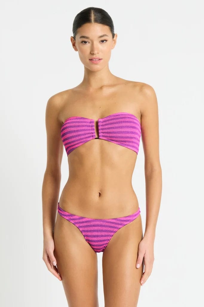 Bond Eye Blake Bandeau - Cerise Stripe BOUND305L Bond Eye Blake Bandeau - Cerise Stripe Splash Swimwear Bikini Tops O/S 9347760536396