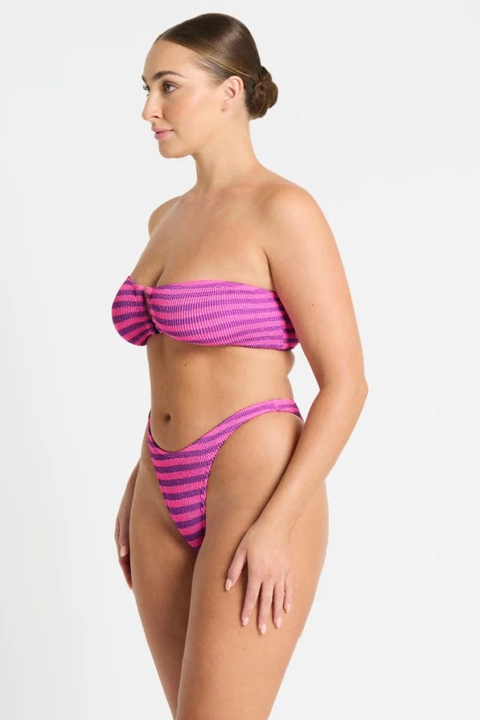 Bond Eye Blake Bandeau - Cerise Stripe BOUND305L Bond Eye Blake Bandeau - Cerise Stripe Splash Swimwear Bikini Tops O/S 9347760536396