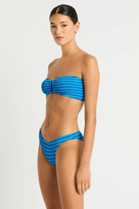 Bond Eye Blake Bandeau - Turquoise Stripe BOUND305LS Blake Bandeau - Turquoise Stripe Splash Swimwear Bikini Tops O/S 9347760641731