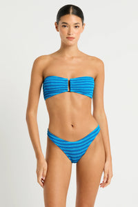 Bond Eye Blake Bandeau - Turquoise Stripe BOUND305LS Blake Bandeau - Turquoise Stripe Splash Swimwear Bikini Tops O/S 9347760641731