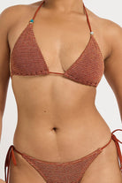Bond Eye Bond Eye Beaded Ingrid Tri - Ginger Waffle Lurex BOUND875W Bond Eye Beaded Ingrid Tri - Ginger Waffle Lurex Splash Swimwear Bikini Bottoms Ginger / O/S 9347760768667