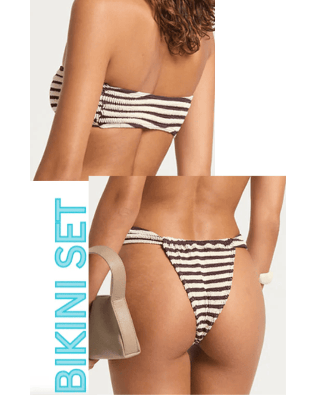Bond Eye Bond Eye Blake Bandeau and Georgia Brief- Sable Stripe Bond Eye Blake Bandeau and Georgia Brief- Sable Stripe Splash Swimwear Bikini Set O/S 1000030031