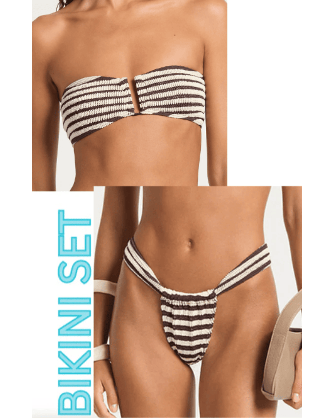 Bond Eye Bond Eye Blake Bandeau and Georgia Brief- Sable Stripe Bond Eye Blake Bandeau and Georgia Brief- Sable Stripe Splash Swimwear Bikini Set O/S 1000030031