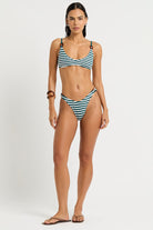 Bond Eye Bond Eye Dot Stripe Ring Edwards Crop - Teal / White BOUND872D Bond Eye Dot Stripe Ring Edwards Crop - Teal / White Splash Swimwear Bikini Tops O/S 9347760794444