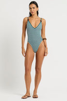Bond Eye Bond Eye Dot Stripe Ring Elena One Piece - Teal / White BOUND670D Bond Eye Dot Stripe Ring Elena One Piece - Teal / White Splash Swimwear One Piece O/S 9347760794437