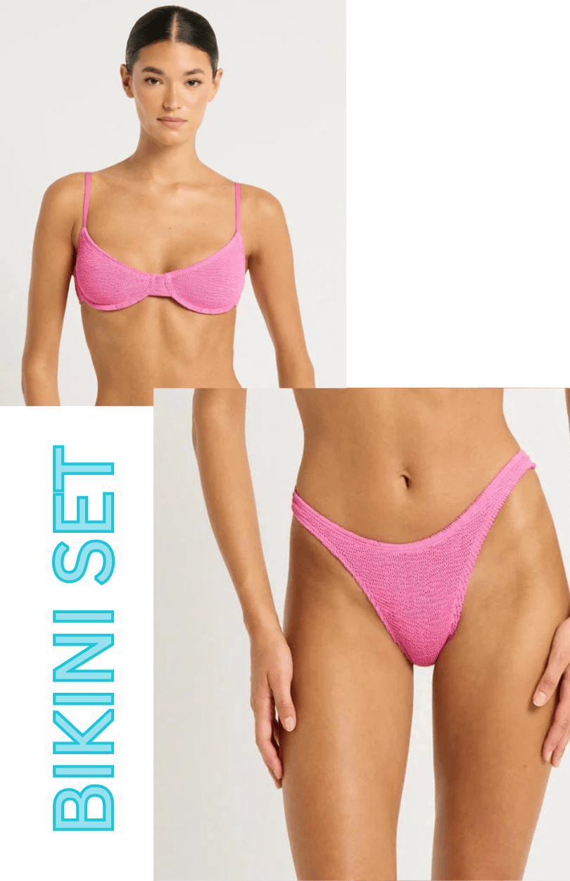 Bond Eye Bond Eye Gracie Balconette & Scene Brief Bikini Set - Candy Pink Recycled Bond Eye Gracie Balconette & Scene Brief Bikini Set - Candy Pink Recycled Splash Swimwear Bikini Set O/S 1000029120