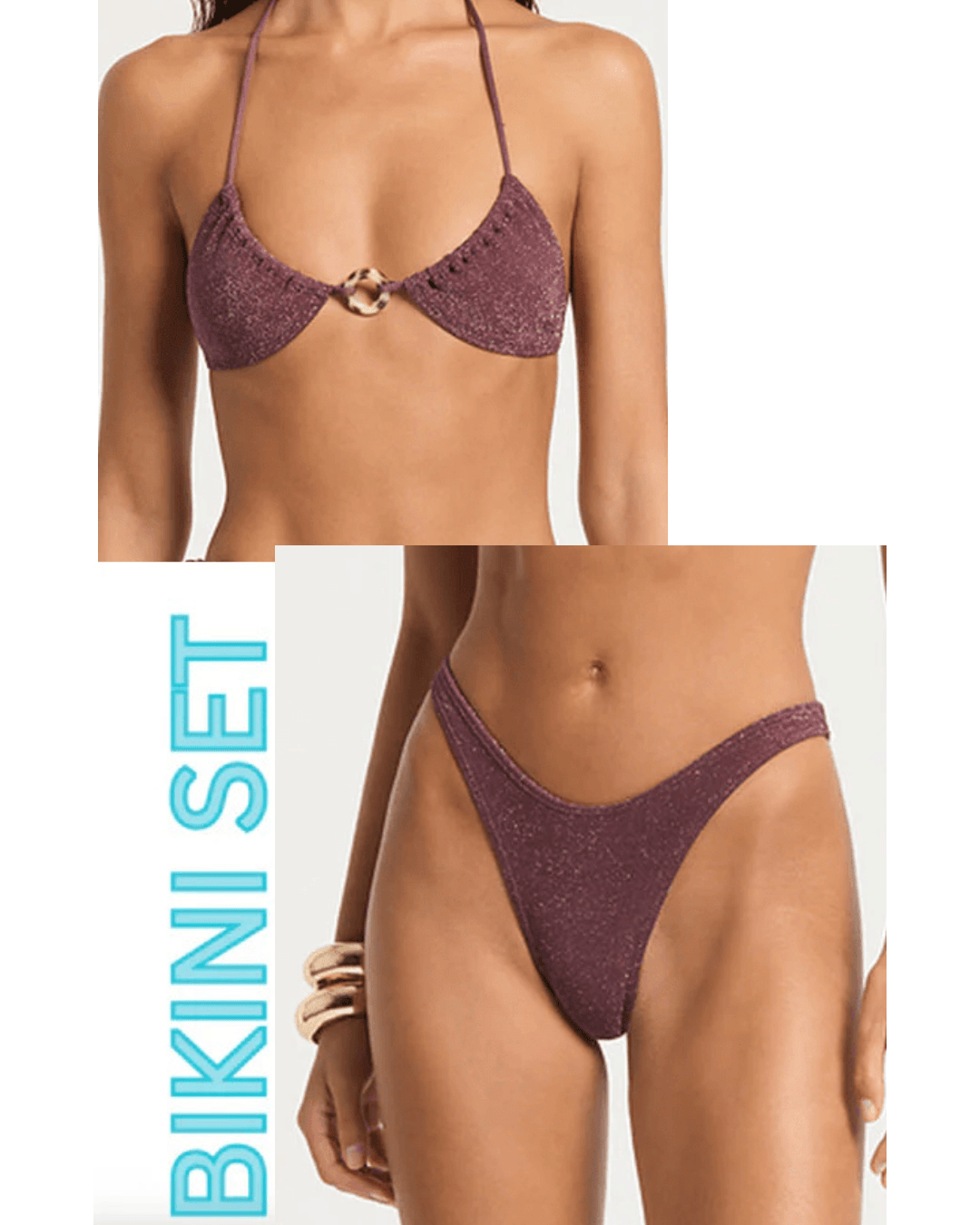 Bond Eye Bond Eye Ring Ingrid Tri &  Scene Brief -  Amarena Lurex Micro Bond Eye Ring Ingrid Tri &  Scene Brief -  Amarena Lurex Micro Splash Swimwear Bikini Set O/S