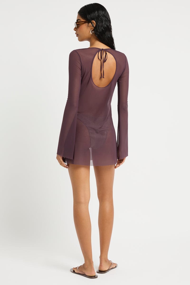 Bond Eye Bond Eye Ring Priya Mini Dress - Fig Bond Eye Ring Priya Mini Dress - Fig Splash Swimwear Dresses