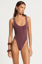 Bond Eye Bond Eye Ring Side Madison One Piece - Amarena Lurex Micro BOUND763LM Bond Eye Ring Side Madison One Piece - Amarena Lurex Micro Splash Swimwear Cheeky Bikini Bottoms O/S