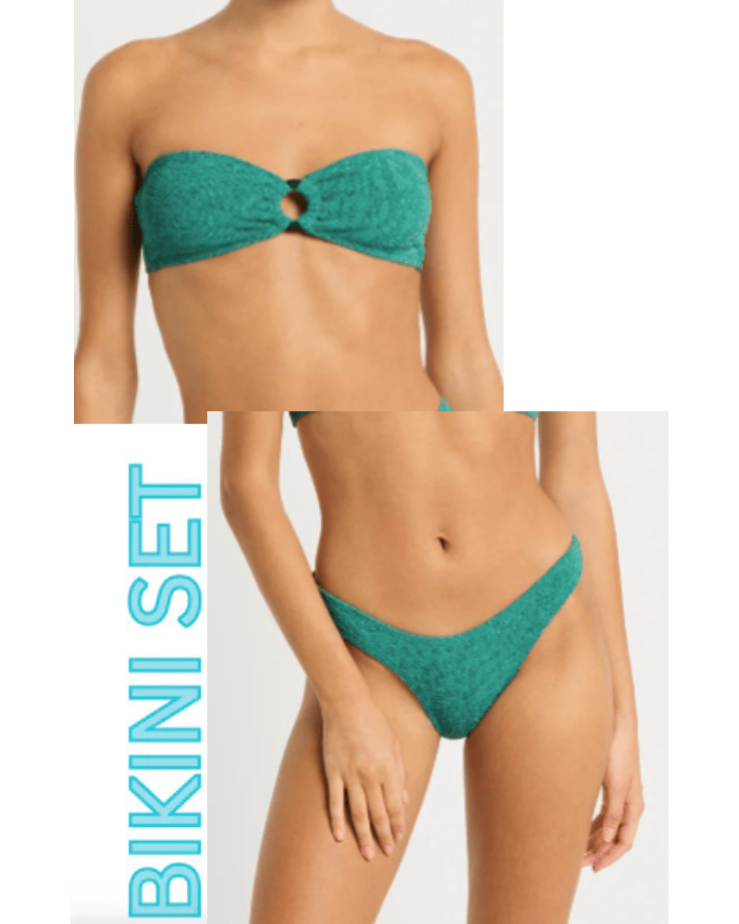 Bond Eye Bond Eye Ring Tie Back Blake Bandeau & Sign Brief - Teal Lurex Bond Eye Ring Tie Back Blake Bandeau & Sign Brief - Teal Lurex Splash Swimwear Bikini Set O/S