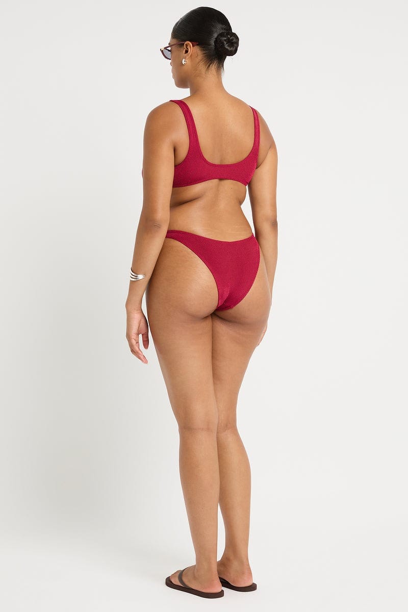 Bond Eye Bond Eye Shimmer Cord Ring Malibu Crop - Wine BE3945MC Bond Eye Shimmer Cord Ring Malibu Crop - Wine Splash Swimwear Bikini Tops O/S 9362733003286