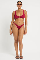 Bond Eye Bond Eye Shimmer Cord Ring Malibu Crop - Wine BE3945MC Bond Eye Shimmer Cord Ring Malibu Crop - Wine Splash Swimwear Bikini Tops O/S 9362733003286