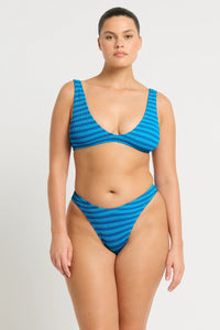 Bond Eye Christy Brief - Turquoise Stripe BOUND238LS Christy Brief - Turquoise Stripe Splash Swimwear Bikini Bottoms O/S 9347760641755