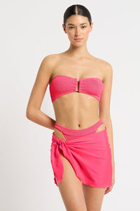 Bond Eye Swimwear BOUND523 O/S Jinx Sarong - Neon Azalea Bond Eye Christy Brief - Cerise Stripe