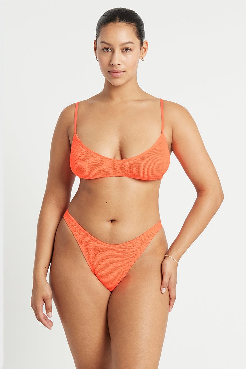 Bond Eye Lissio Crop - Neon Orange Eco BOUND368E Splash Swimwear Bikini Tops O/S 9347760506290