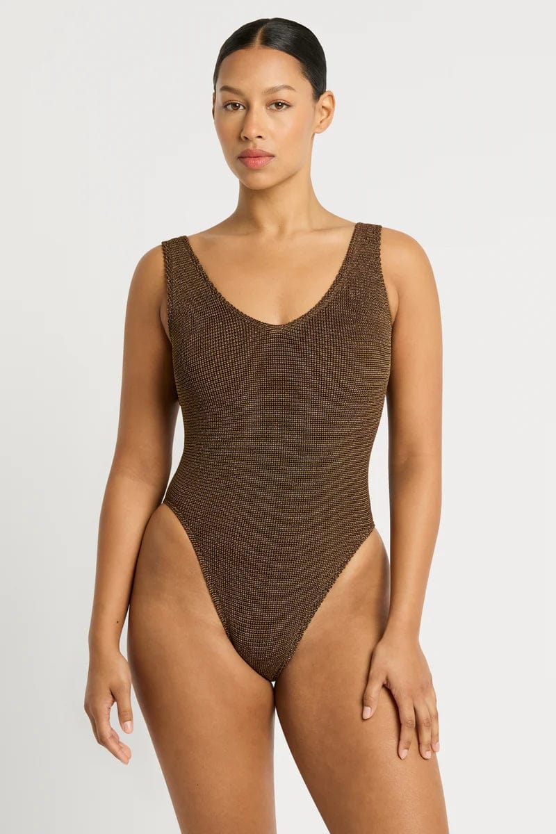 Bond Eye Mara One Piece - Cocoa Lurex BOUND004W Splash Swimwear One Pieces O/S 9347760591784