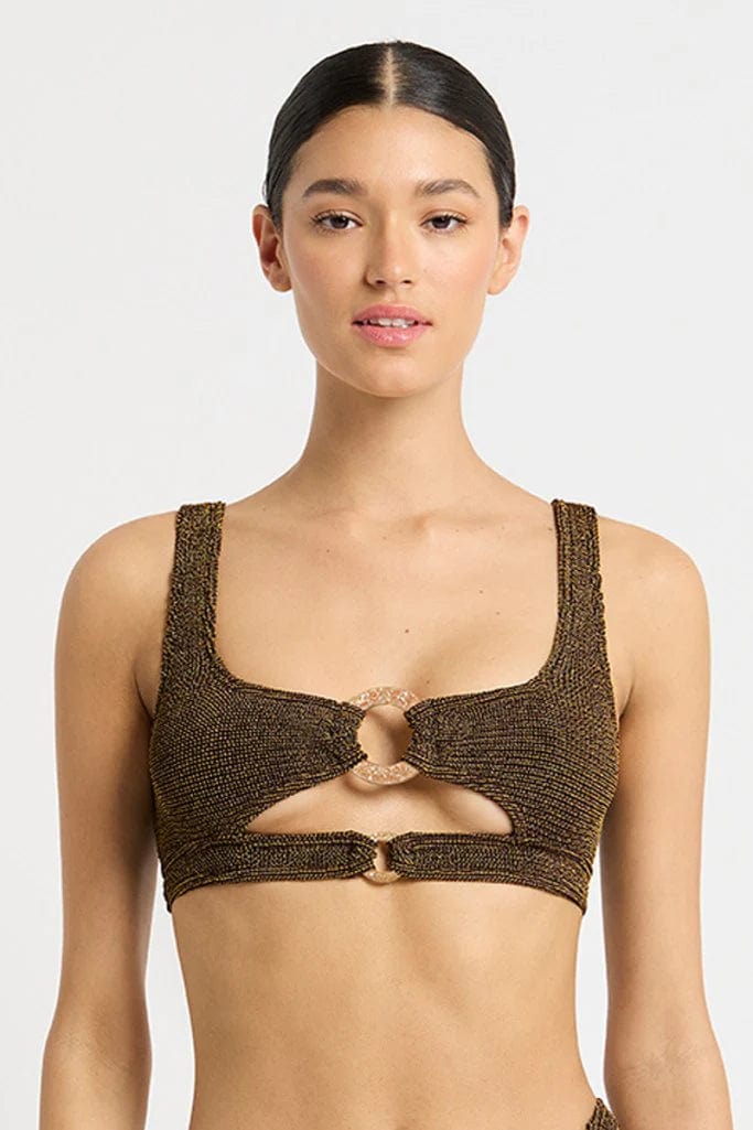 Bond Eye Ring Sasha Crop - Cocoa Lurex BOUND417W Splash Swimwear Bikini Tops O/S 9347760590992