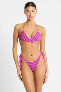 Bond Eye Serenity Brief - Cerise Stripe BOUND106L Bond Eye Serenity Brief - Cerise Stripe Splash Swimwear Cheeky Bikini Bottoms O/S 9347760536549