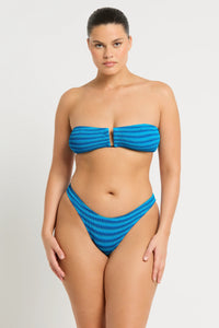 Bond Eye Sign Brief - Turquoise Stripe BOUND048LS Bond Eye Sign Brief - Teal Lurex Splash Swimwear Bikini Bottoms O/S 9347760641557