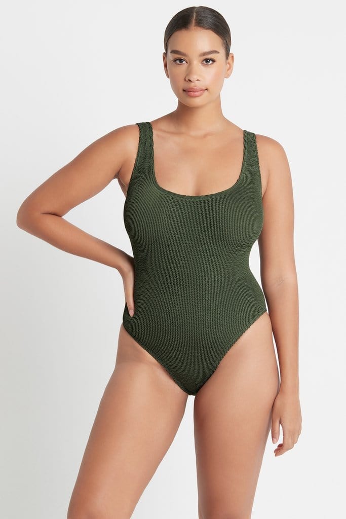 The Madison One Piece Eco - Khaki - Bond Eye - Splash Swimwear  - bound, One Pieces, square neck, Womens, womens swim - Splash Swimwear 