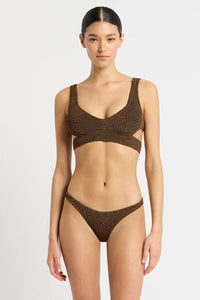 Bond Eye Vista Brief - Cocoa Lurex BOUND369W Splash Swimwear Cheeky Bikini Bottoms O/S 9347760591142