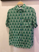 Bouton Bleu Men's Slim Fit Shirt - Reis Green Splash Swimwear Mens