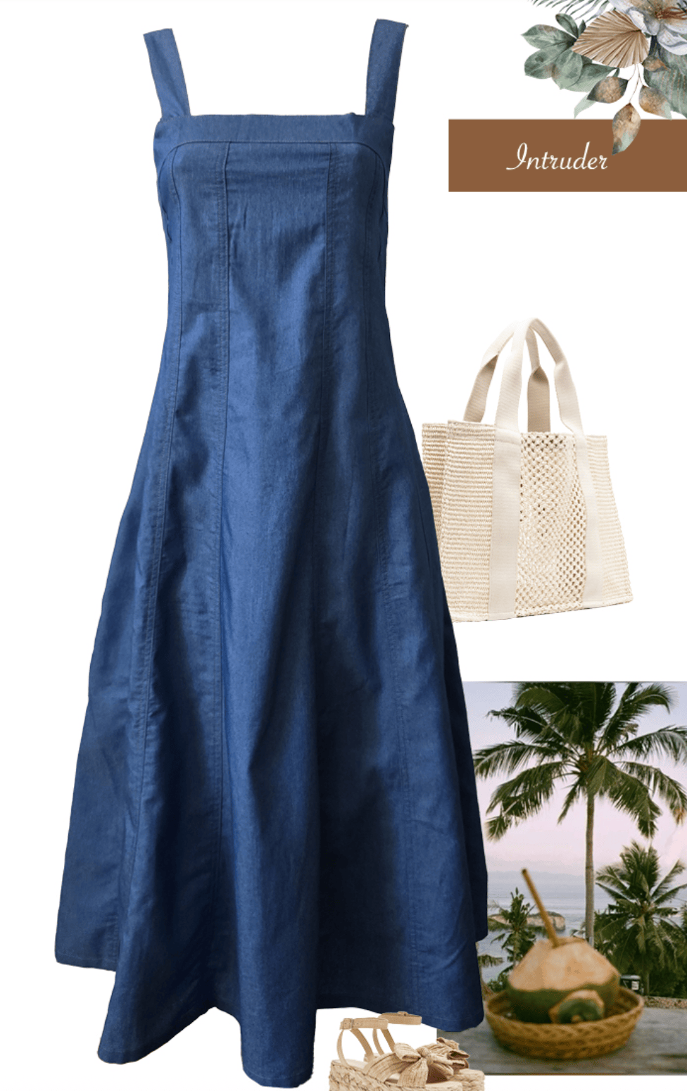 Bubblegum Dark Chambray Square Neck Midi Dress Dark Chambray Square Neck Midi Dress Splash Swimwear Dresses