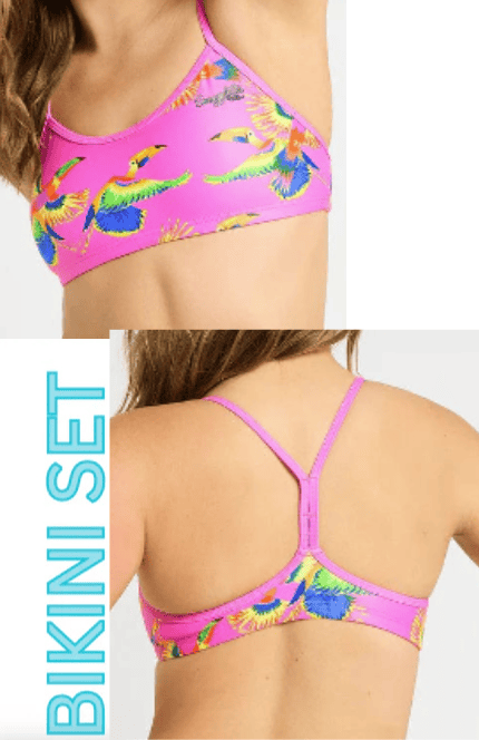 Budgy Smuggler Budgy Smuggler Freshwater Top and Shelly Bottom - Flying Parrots Budgy Smuggler Freshwater Top and Shelly Bottom - Flying Parrots Splash Swimwear Bikini Set 6 1000030033