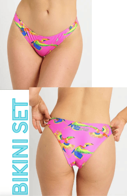 Budgy Smuggler Budgy Smuggler Freshwater Top and Shelly Bottom - Flying Parrots Budgy Smuggler Freshwater Top and Shelly Bottom - Flying Parrots Splash Swimwear Bikini Set 6 1000030033