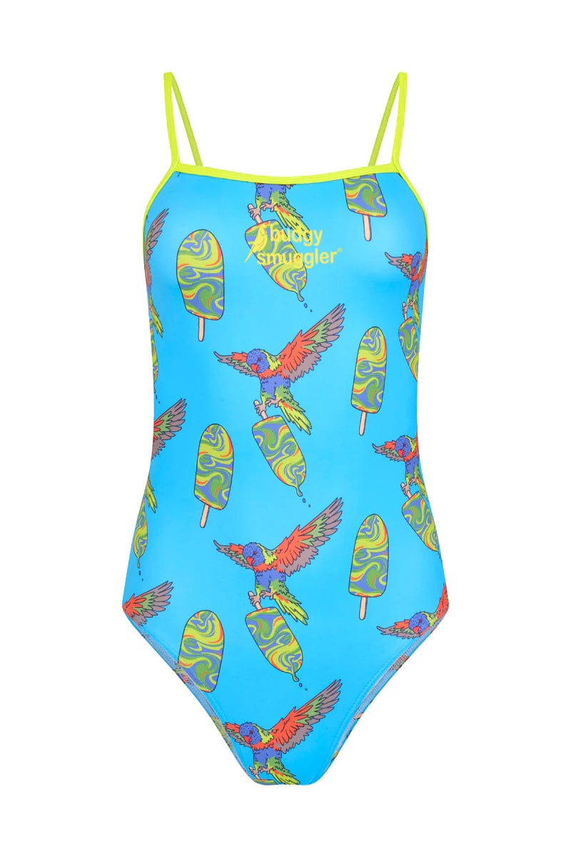 Budgy Smuggler Thin Strap Racer in Lorikeet Budgy Smuggler Thin Strap Racer in TradeMutt Bonza Splash Swimwear Underwear