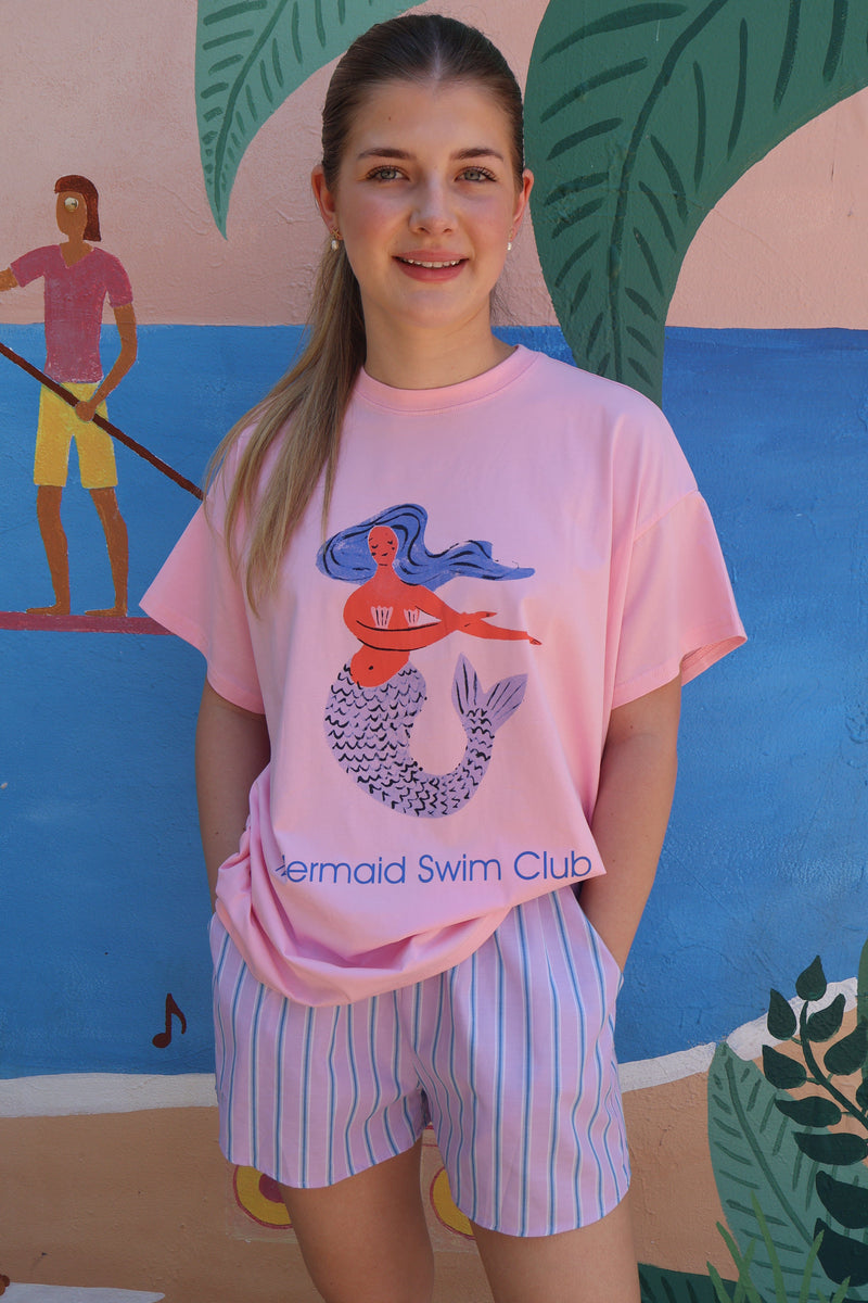 By Frankie PJ's/T-shirt Set - Mermaid Swim Club By Frankie Mermaid Swim Club Tshirt Set Splash Swimwear Clothing