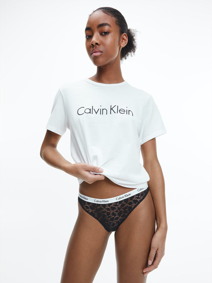 Calvin Klein Carousel Lace Brazilian Briefs - Black/ White/ Nythm Splash Swimwear Lingerie