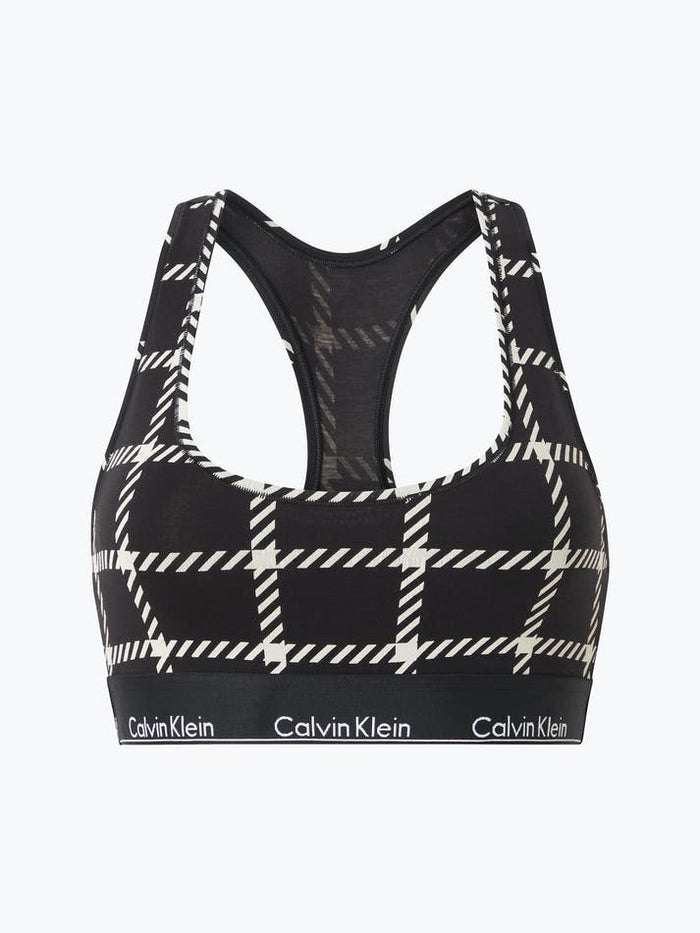 Calvin Klein Modern Cotton Bralette - Window Pane/ Black Splash Swimwear Bikini Tops