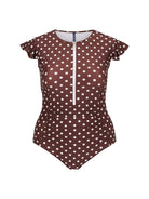 Capriosca Capriosca Chocolate Polka Dot Frill Sleeve One Piece Capriosca Chocolate Polka Dot Frill Sleeve One Piece Splash Swimwear One Pieces