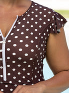 Capriosca Capriosca Chocolate Polka Dot Frill Sleeve One Piece Capriosca Chocolate Polka Dot Frill Sleeve One Piece Splash Swimwear One Pieces