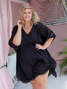 Capriosca Capriosca Cotton Kaftan CCK2200 Capriosca Cotton Kaftan Splash Swimwear Black / O/S 9351571025208