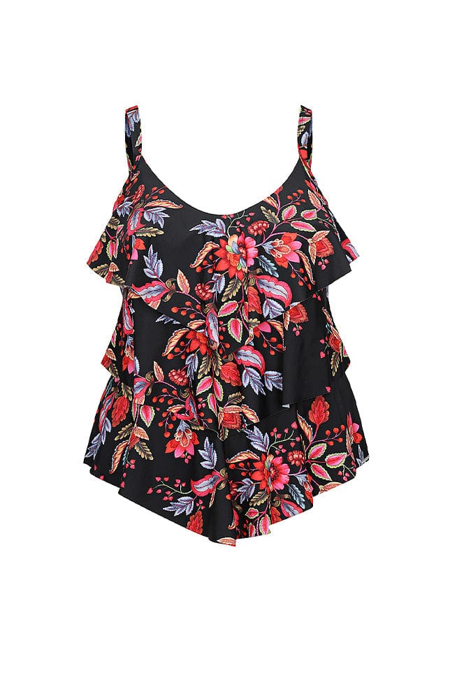 Capriosca Capriosca Wildberries 3 Tier Tankini Top Capriosca Wildberries 3 Tier Tankini Top Splash Swimwear Tankini Tops