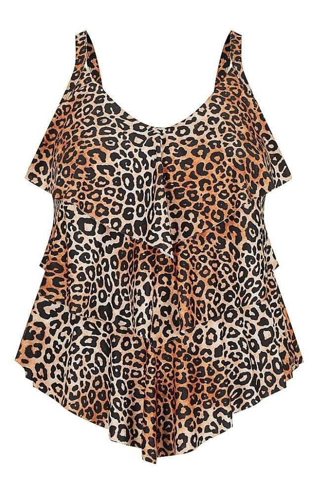 Leopard 3 Tier Tankini* - Capriosca - Splash Swimwear  - capriosca, plus size, tankini tops, Womens, womens swim - Splash Swimwear 