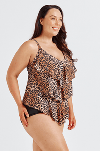 Leopard 3 Tier Tankini* - Capriosca - Splash Swimwear  - capriosca, plus size, tankini tops, Womens, womens swim - Splash Swimwear 