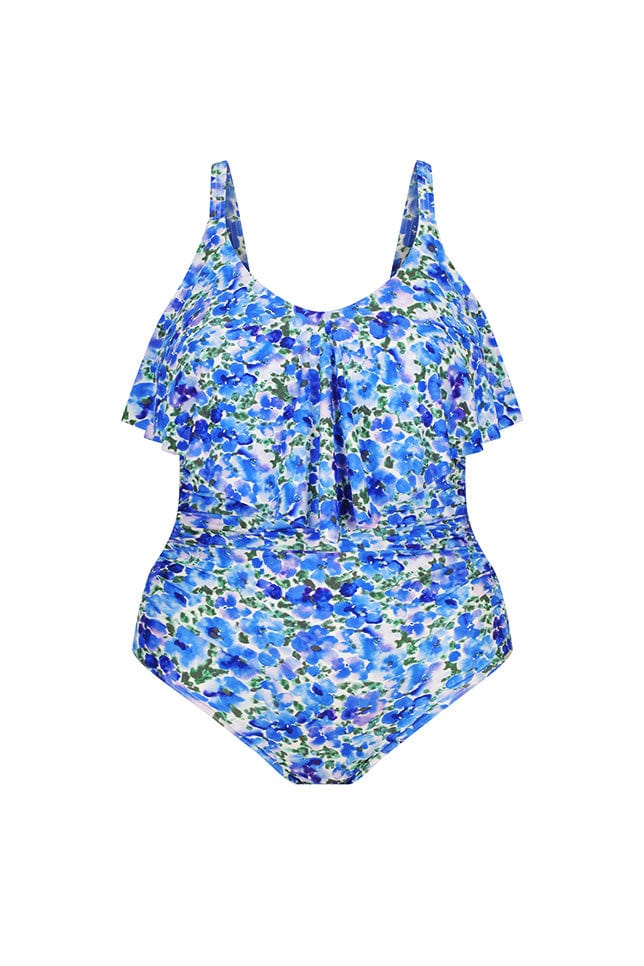 Capriosca Pansy Long Frill V Neck One Piece Capriosca Pansy Long Frill V Neck One Piece Splash Swimwear One Pieces