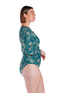 Sardinia Long Sleeve One Piece - Capriosca - Splash Swimwear  - One Pieces, plus size, rashies & sunsuits, Sep22, Womens, womens swim - Splash Swimwear 