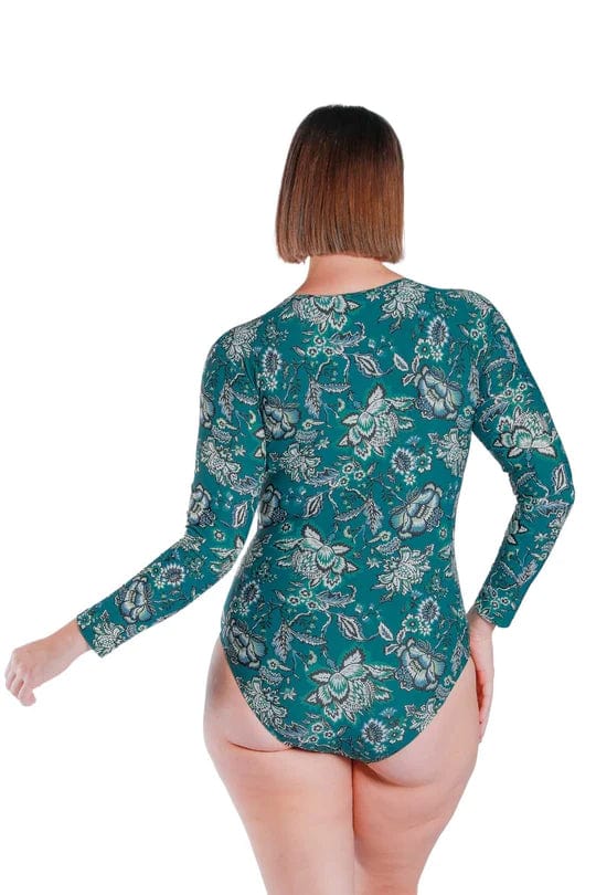 Capriosca Sardinia Long Sleeve One Piece Capriosca Vintage Paisley Frill Sleeve One Piece Splash Swimwear Swim Dress, Tankini & One Piece