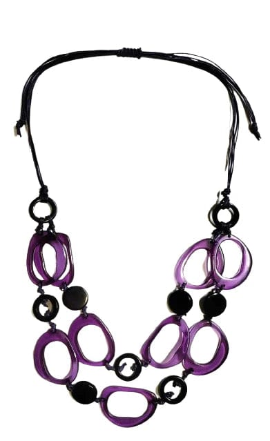 Cinnamon Creations Purple Black Multi resin 2 row Necklace NK-34875-F Splash Swimwear 1000021565